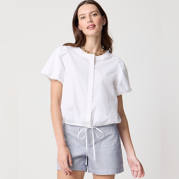 NWT J. Crew factory Puff-sleeve tie-waist top in white size Small - Picture 8 of 8